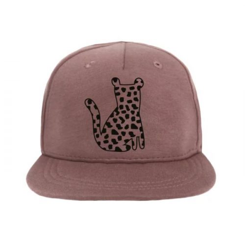 cap leopard spots donker roze