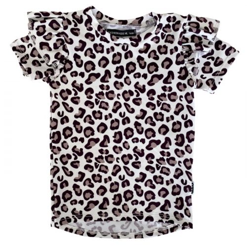 shirt ruffle leopard beige
