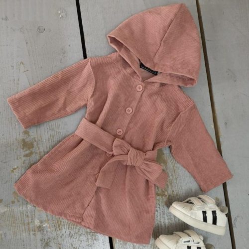 rib hoodie dress pink