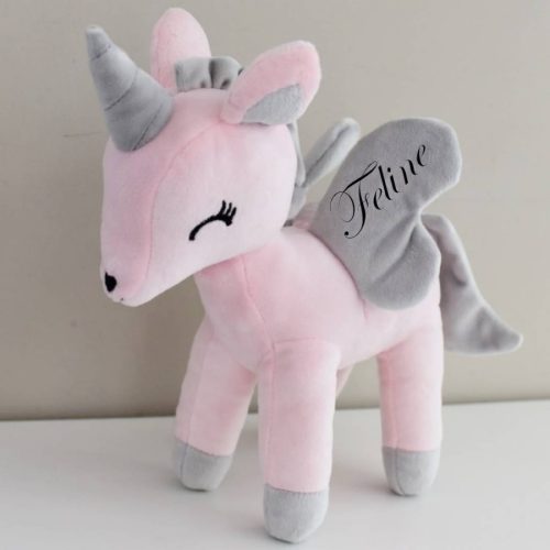 unicorn roze grijs met naam