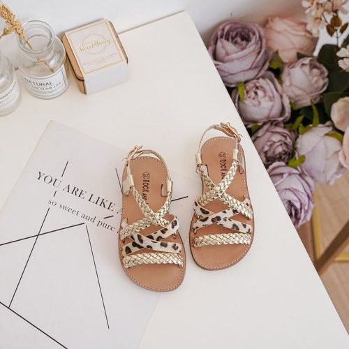 leopard sandaaltes goud meisjes