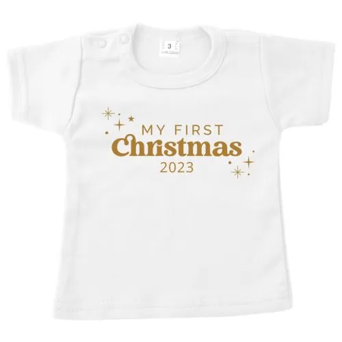 shirt first christmas goud