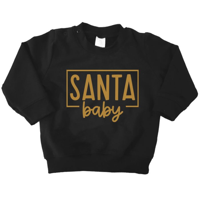 sweater santa baby zwart goud