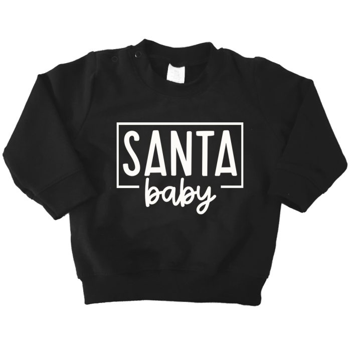 sweater santa baby zwart wit