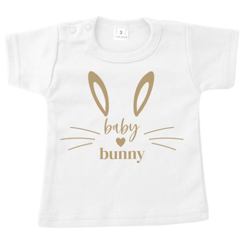 baby shirt pasen baby bunny wit opdruk zand
