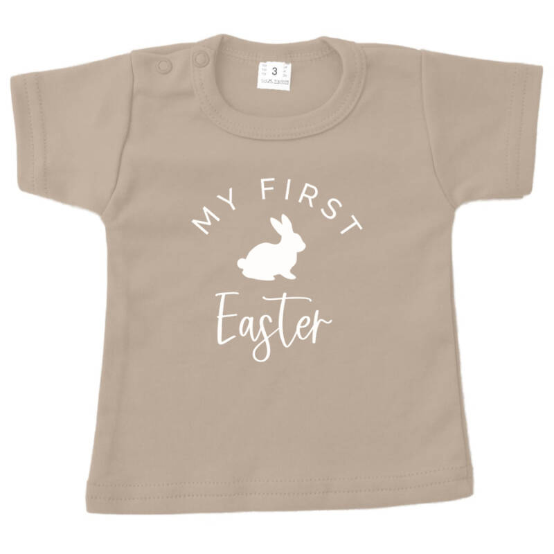 baby shirt pasen first easter met konijn zand wit baby shirt pasen first easter met konijn zand wit