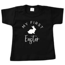 baby shirt pasen first easter met konijn zwart baby shirt pasen first easter met konijn zwart
