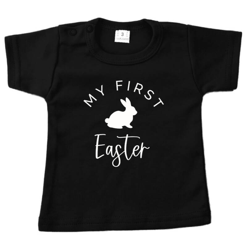 baby shirt pasen first easter met konijn zwart baby shirt pasen first easter met konijn zwart