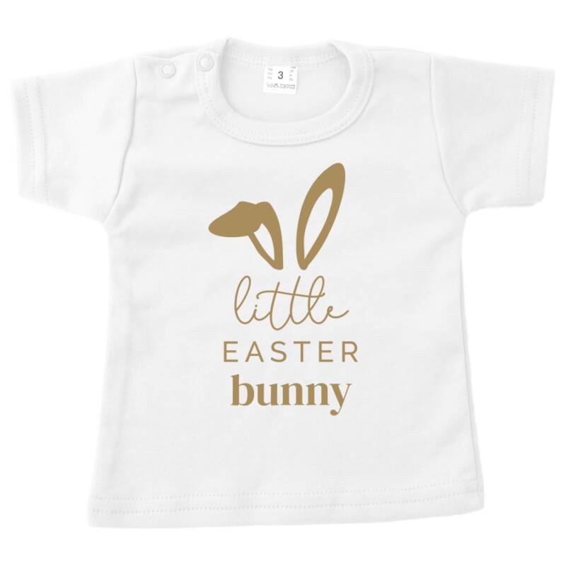 baby shirt pasen little easter bunny wit opdruk zand