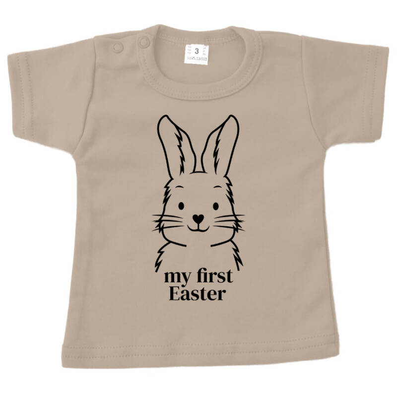 baby shirt pasen my first easter big bunny zand opdruk zwart baby shirt pasen my first easter big bunny zand opdruk zwart