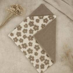 wikkeldeken teddy bloemen ecru taupe met fleece binnenkant wikkeldeken teddy bloemen ecru/taupe