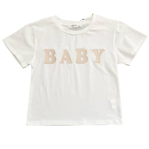 shirt meisje wit baby beige letters