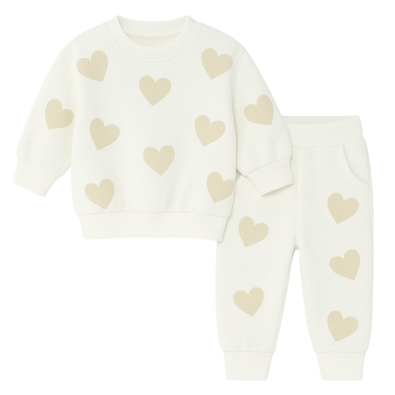 joggingset meisje wit beige hartjes joggingset meisje wit beige hartjes
