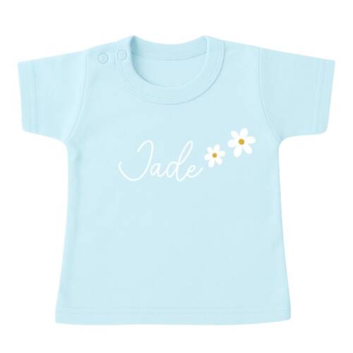 naam shirt meisje blauw bloemen