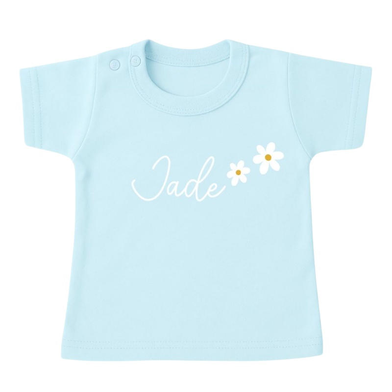 naam shirt meisje blauw bloemen naam shirt meisje blauw bloemen
