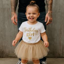 birthday girl shirt wit goud