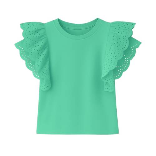 broderie ruffle top groen