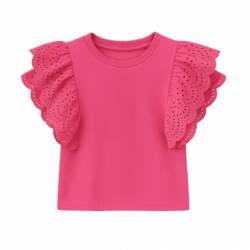broderie ruffle top roze