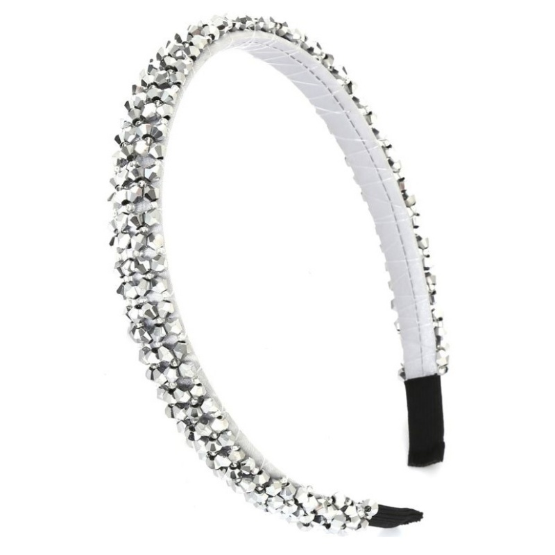 Zilveren haarband met steentjes, smal en geschikt voor meisjes en dames Zilveren haarband met steentjes, smal en geschikt voor meisjes en dames