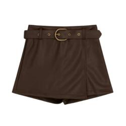meisjes leatherlook broekrokje bruin maat 98104 tm 158164