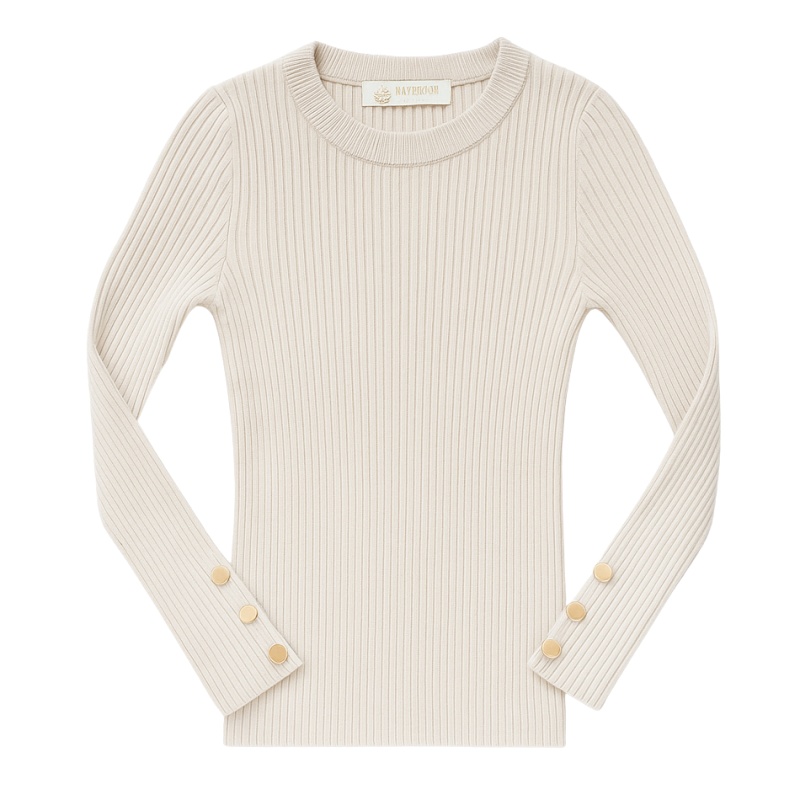 Basic rib longsleeve beige meisjes katoen jersey met stretch kinderkleding