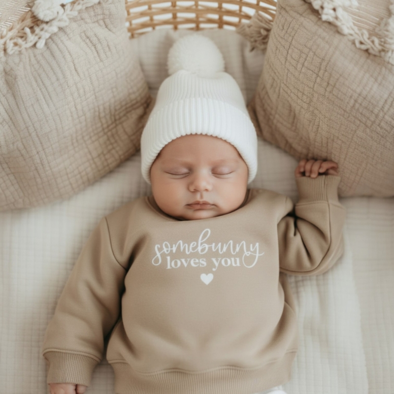 Schattige baby paastrui van 100% katoen met lieve paasprint. Schattige baby paastrui van 100% katoen met lieve paasprint.