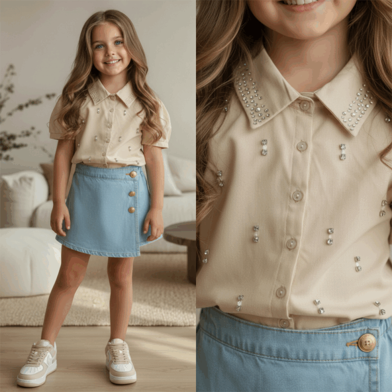 beige blouse meisje parels beige blouse meisje parels