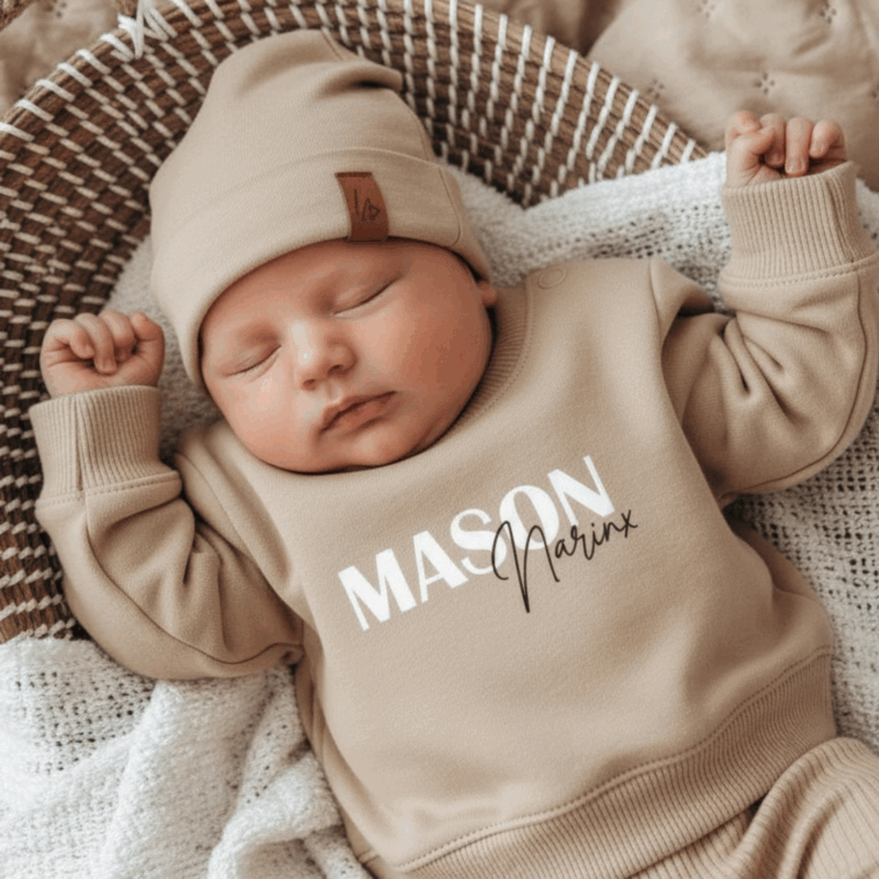 gepersonaliseerde baby trui met voor  en achternaam