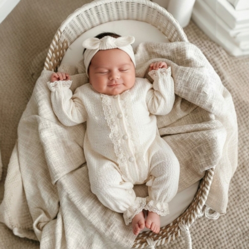 ivory lace baby set