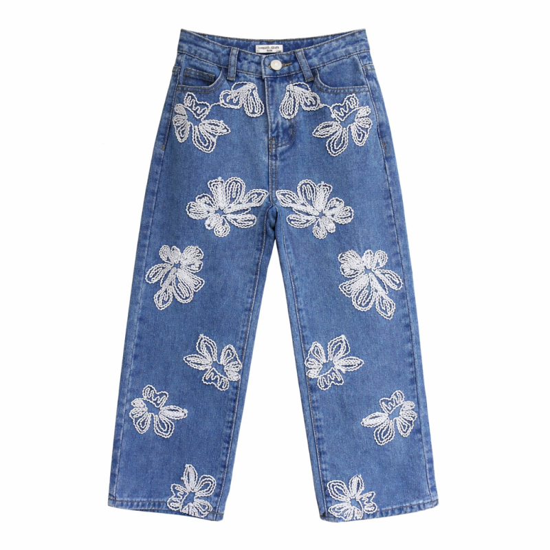 jeans witte bloemen jeans witte bloemen