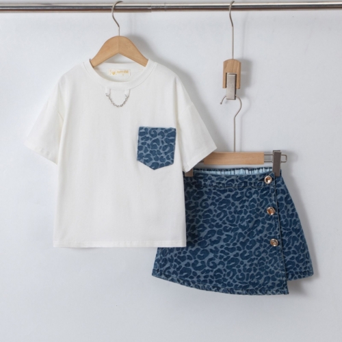 leopard set blauw denim