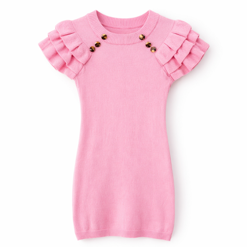 meisje jurk roze gebreid