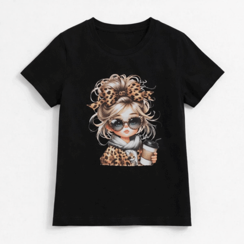 meisjes t shirt zwart kort