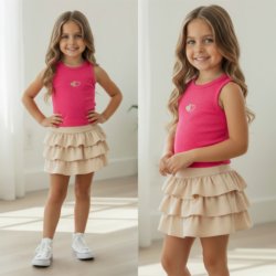 ruffle rokje beige 2 meisjes ruffle rokje beige