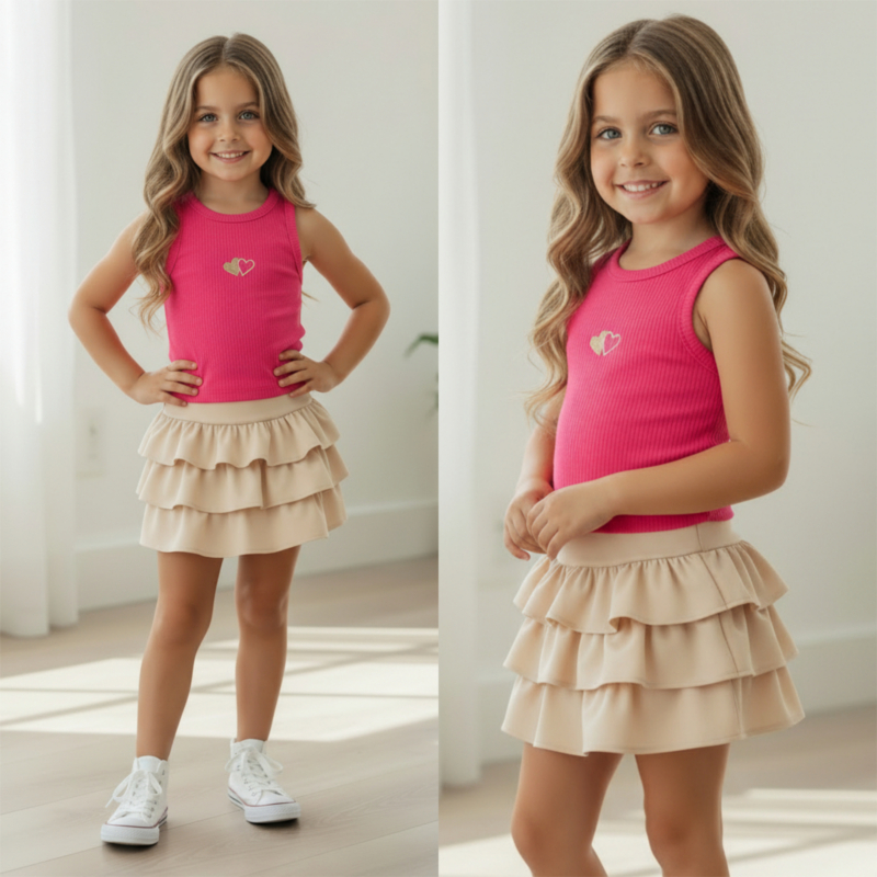ruffle rokje beige (2) meisjes ruffle rokje beige