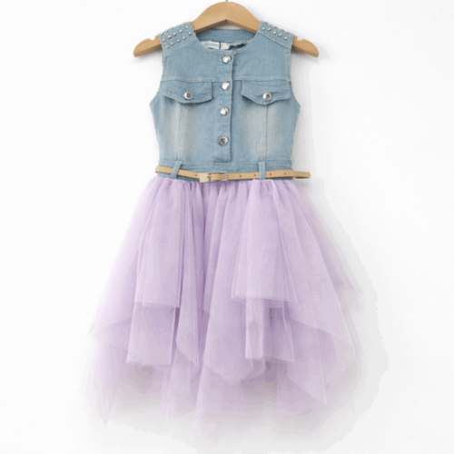denim lila tutu jurkje meisje feestjurk