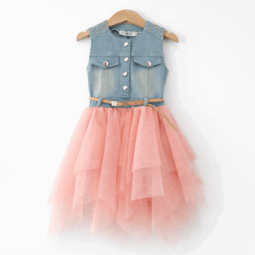 denim roze tutu jurkje meisje feestjurk