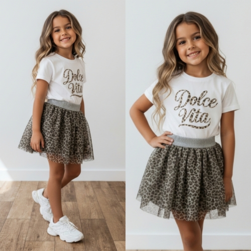 meisjes t-shirt wit dolce vita leopard print