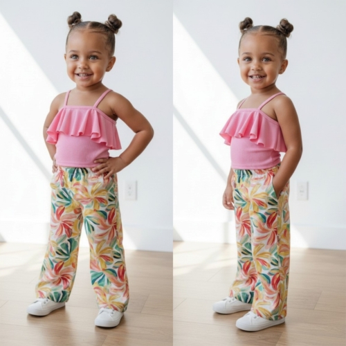 meisjes zomerset lichtroze ruffle top bloemen broek 2 meisjes zomerset lichtroze ruffle top bloemen broek (2)