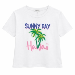 meisjes shirt wit met hawaii print en palmboom meisjes shirt wit met hawaii print en palmboom