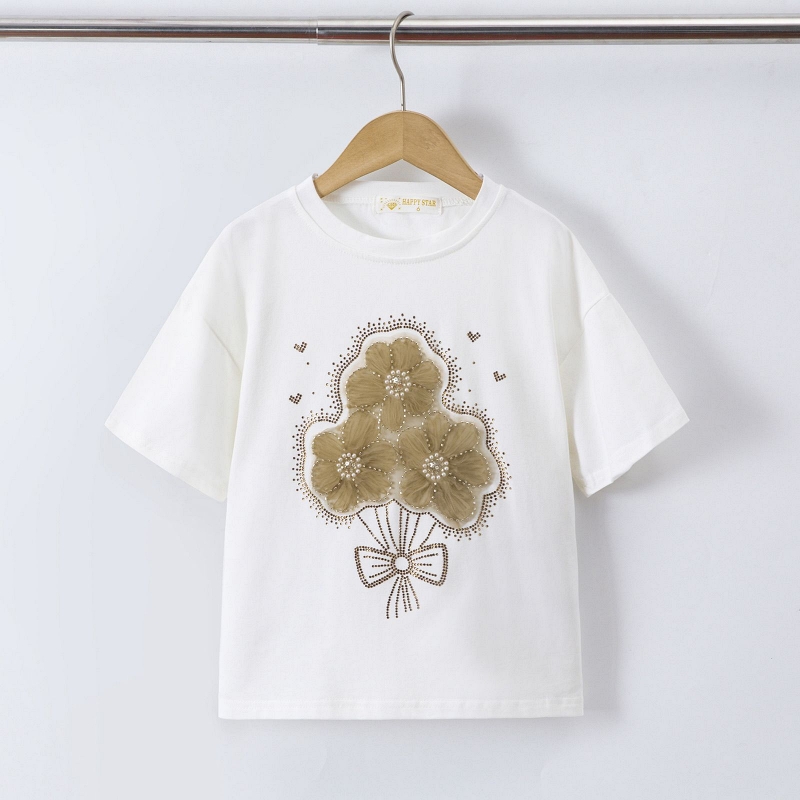meisjes wit t shirt bloemen meisjes wit t shirt bloemen