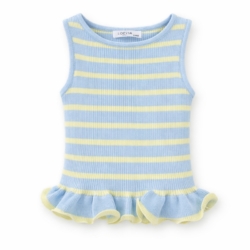roes top rib blauw geel strepen meisje roes top rib blauw geel strepen meisje