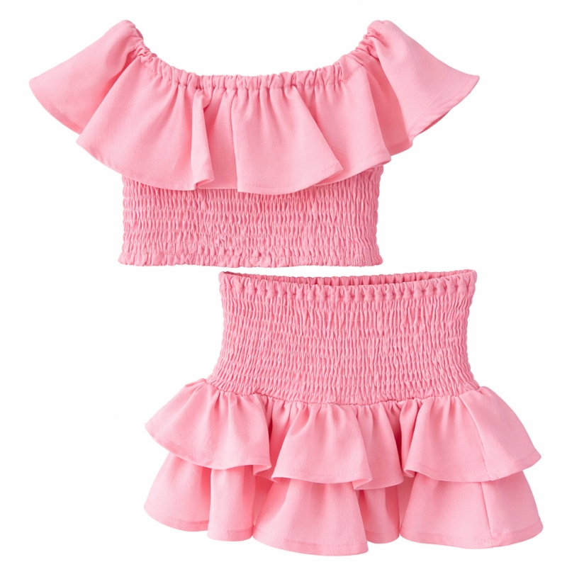 zomerset meisjes ruffle top en ruffle rok roze zomerset meisjes ruffle top en ruffle rok roze