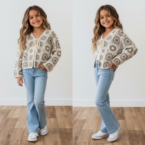 meisjes gehaakt vest beige creme boho zomer vest