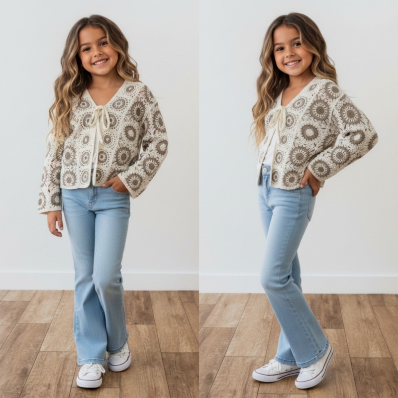meisjes gehaakt vest beige creme boho zomer vest