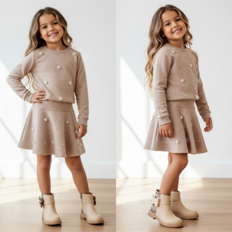 meisjes set taupe meisjes set taupe