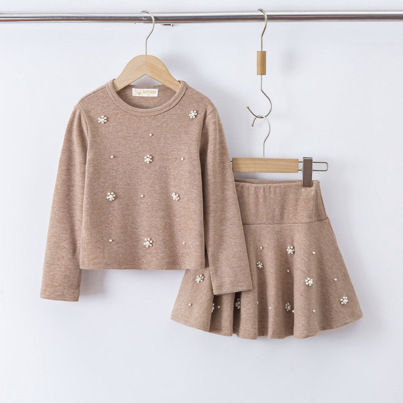 meisjes set taupe longsleeve rok meisjes set taupe longsleeve rok