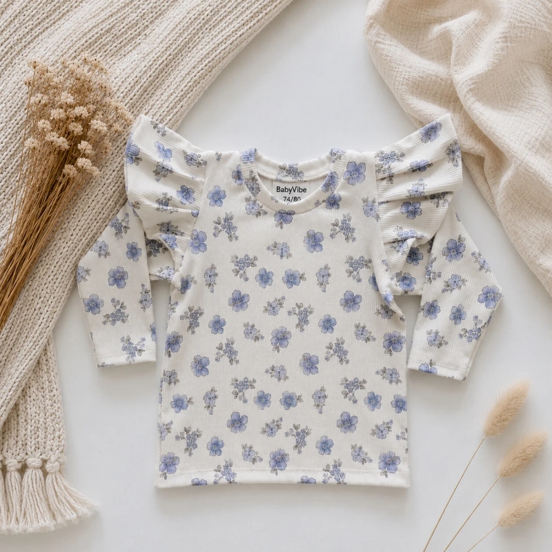 babyvibe rib shirt vergeet mij niet bloemen babyvibe rib shirt vergeet mij niet bloemen