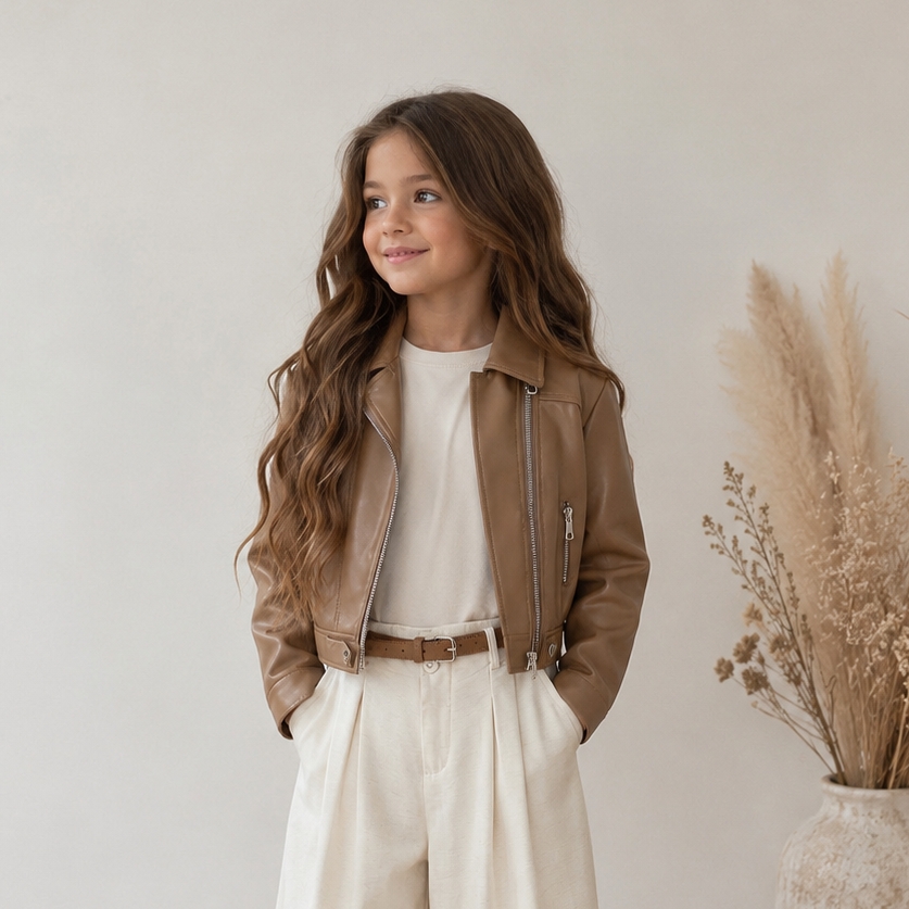 biker jas meisjes camel bruin biker jas meisjes camel bruin