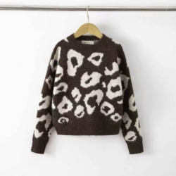gebreide meisjes trui leopard bruin gebreide meisjes trui leopard bruin